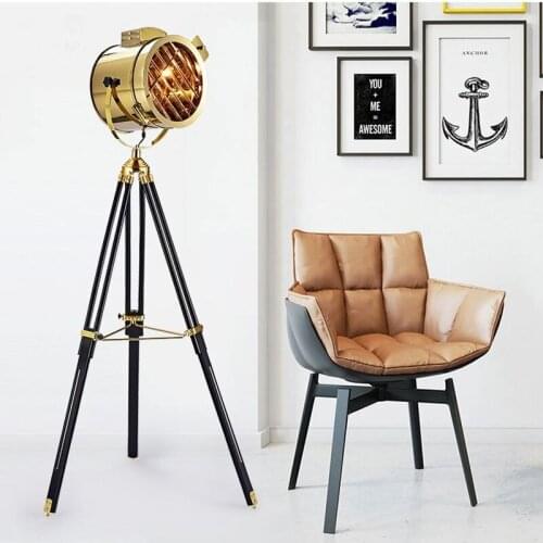 Nordic Retro Industrial Style Studio Searchlight Creative Stage Living Room Office Board Tripod Floor Lamp