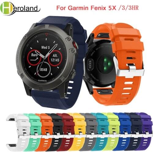 Hot 26MM Watchband Strap for Garmin Fenix 5X for Garmin Fenix 3/3 HR GPS Watch Quick Release Silicone Easyfit Wrist Band Strap