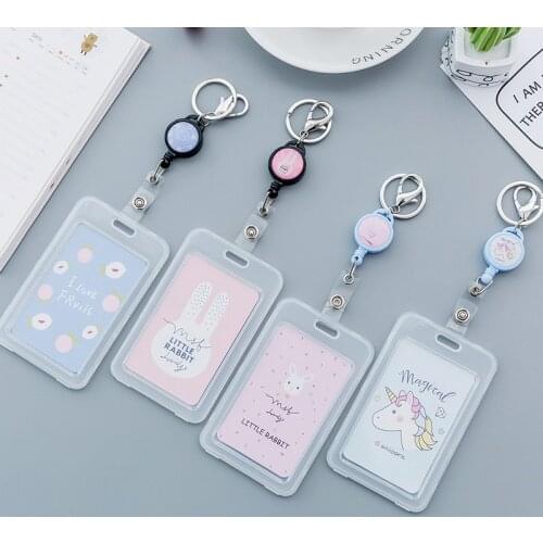Cute Cartoon Retractable Badge Card Holder Nurse Doctor Exhibition Pull Key ID Name Card Badge Holder School Office Supplies