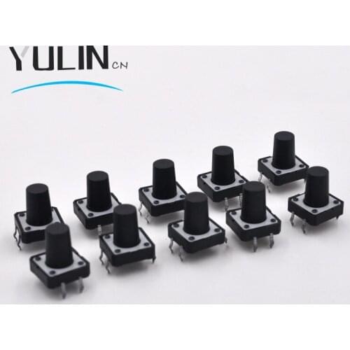 50PCS high quality 4Pin 12*12 Micro Tact Push Button Switches DIP 12x12x4.3/5/6/7/8/9/10/11/12/13/14/15 MM Tact switch