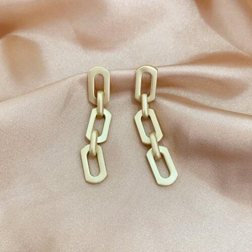 SRCOI Vintage Geometric Metal Square Chain Long Drop Earring Street Punk Tassel Dangle Earring Simple Women Fashion Jewelry