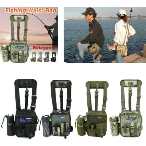 Waterproof Canvas Fishing Tackle Bag Pack Waist Shoulder Lure Rod Storage Bags