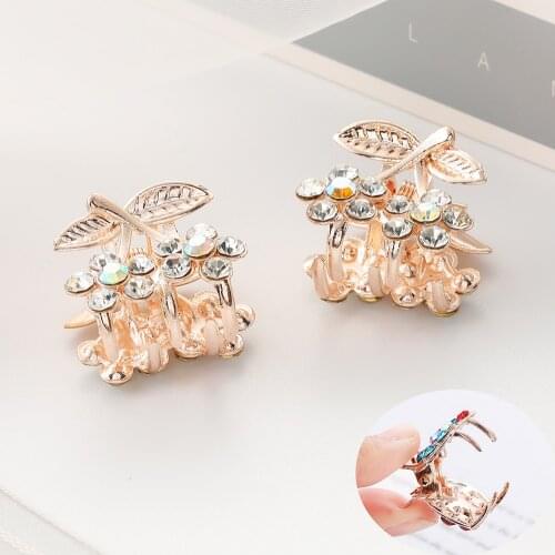 WYBU Hair accessoires Shiny Rhinestone Dot Hair Claws Gift For Women Leaf Cherry Hairpins Color Hair Clip Girl Headwear Jewelry