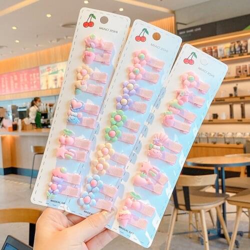 10 Pcs/Set Children Cute Sweet Cartoon Flower Barrettes Hairpins Girls Baby Lovely Ornament Hair Clips Gift Kid Hair Accessories