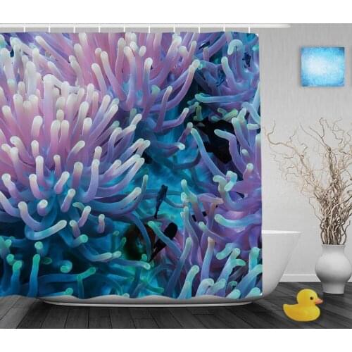 Clownfish Shelters Decor Bathroom Curtain Tropical Coral Reef Shower Curtains Waterproof Mildew Polyester Fabric With Hooks