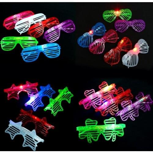 Shutter glasses party decorate the new plastic glasses square pentagram love clover light-emitting toys