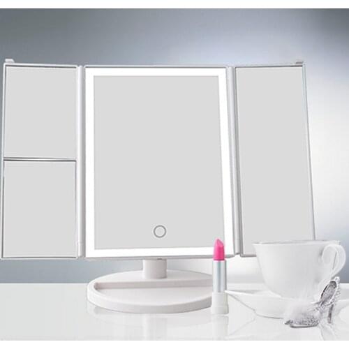 Lighting Vanity Mirror with 38LEDs, 1X 2X 3X Magnification, Contact Control, Portable Cosmetic Lighted Makeup Mirror