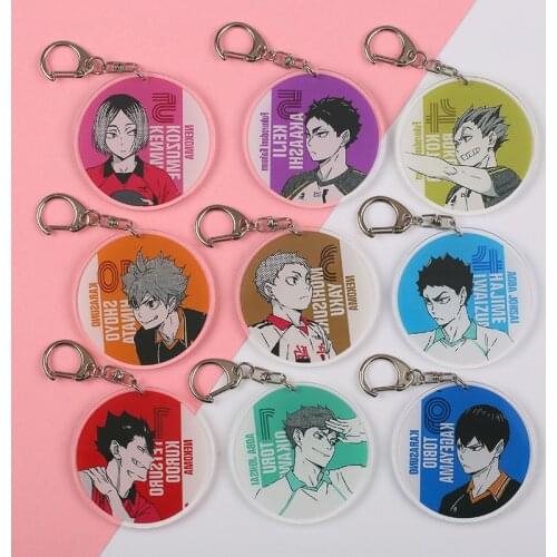 1 Pcs Fashion Japan Anime Haikyuu!! Volleyball Boy Keychains Hinata Shoyo Kozume Kenma Acrylic Pendant Keyrings Figure Toys Gift