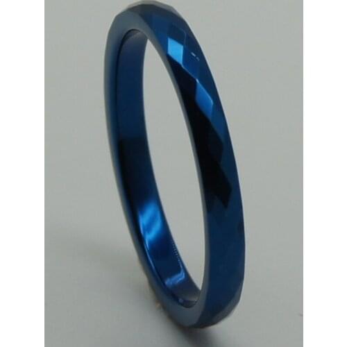 2mm width difficult multi facet hi-tech scratch proof blue plating wedding tungsten ring 1pc
