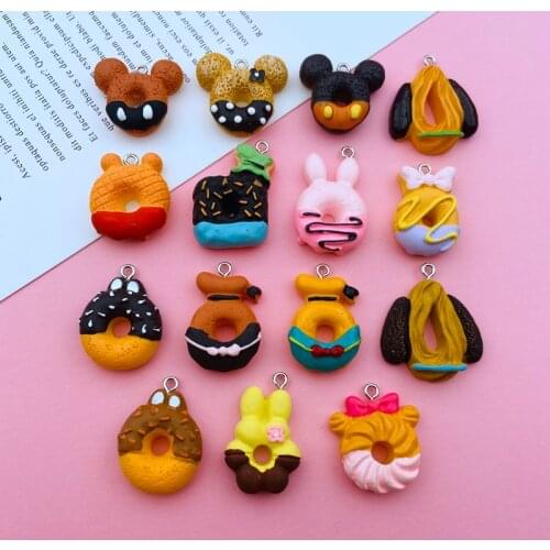 10pcs Hot Selling Resin Donut Charm Mouse Pendant for Keychain, Earring, Scrapbooking, DIY Making, Necklace