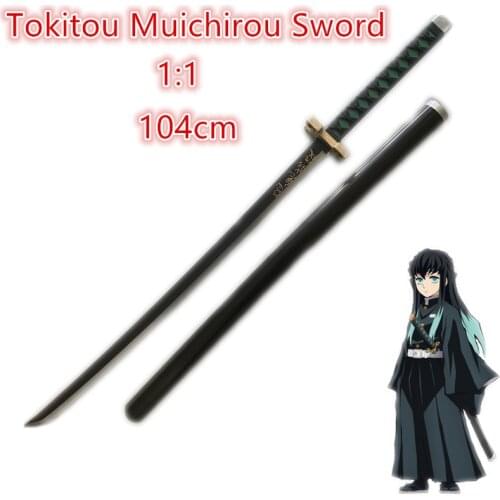 104cm Demon Slayer Sword Weapon Tokitou Muichirou Sowrd Cosplay 1:1 Ninja Knife PU Prop Kimetsu no Yaiba Anime Sword
