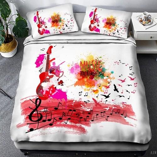 3D Printed Bedding Set Notes Treble Clef Spectrum Ink Personalized Grinding MAO Bedding Set Microfiber