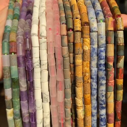 5x8MM Natural Howlite Jaspers Agates Crystal Stone Column Tube Loose Spacer Beads For Jewelry Making DIY Bracelet Accessories