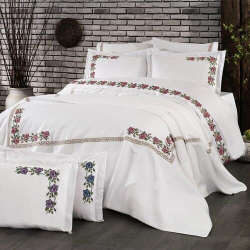 7 piece Cross Stitch Cotton Satin Efrent Duvet cover set