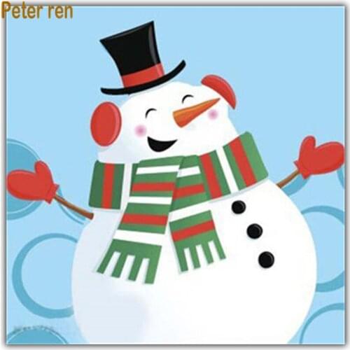 Diy Diamond painting cross stitch Christmas 5d Square\Round diamond mosaic Rhinestones Full Diamond embroidery Happy Big snowman