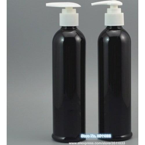 250ml Black Pressure Mouth Bottle PET Lotion White Pump Black Bottle Plastic Empty Cosmetic Shampoo Shower Gel Emulsion Bottle