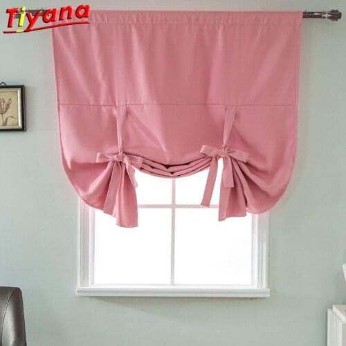 Black Fabric Solid Color Blackout Curtains for Living Room Modern Bedroom Window Curtains kitchen Short Curtains Pink DL010 *20