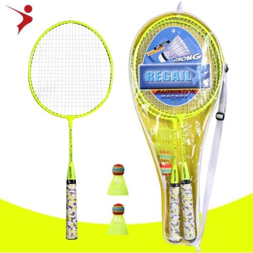 REGAIL fluorescent color childrens badminton racket H6508 training two shots get 2 balls YMQ badminton racket set