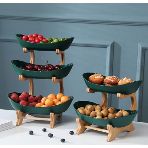 Living Room Home Plastic Two-layer Fruit Plate Snack Plate Creative Modern Dried Fruit Bowl Basket Candy Dish