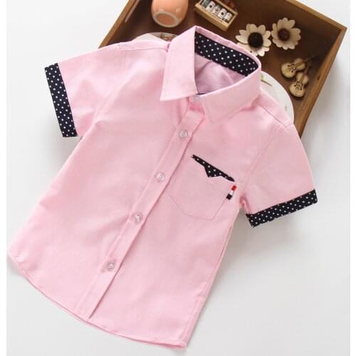 F Kids Boy Shirts Clothes Solid Color 3-11Y Baby Shorts Sleeve Shirt Summer Tops Tees Shirts Children Cotton Blouse