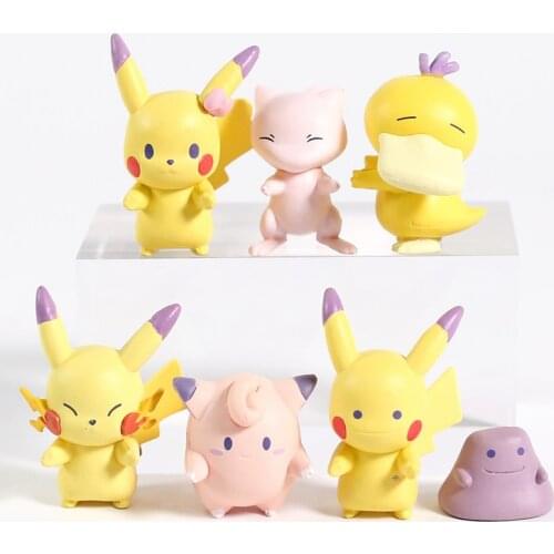 Pokemon Line Up 2 Mew Psyduck Clefairy Ditto PVC Figures Toys 6pcs/set