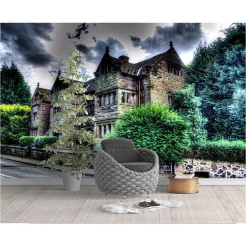 Wallpaper photo 3 d custom mural on the wall European castle garden dark clouds living room decor Wallpaper for walls in rolls