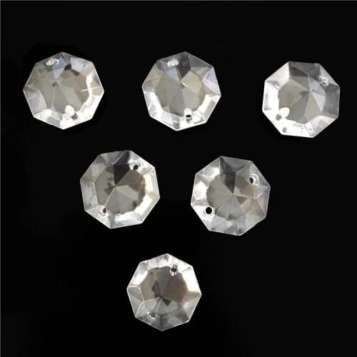100PCS/lot 14mm crystal octagon beads point back with 2 holes crystal chandelier sun catcher prism beads free shipping