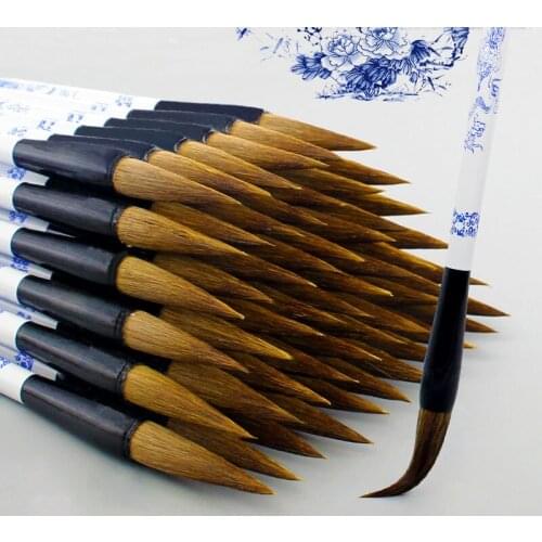 Chinese Writing Brush Blue and White Porcelain Pattern Brush Chinese Calligraphy Watercolor Painting Brush Larger Regular Script