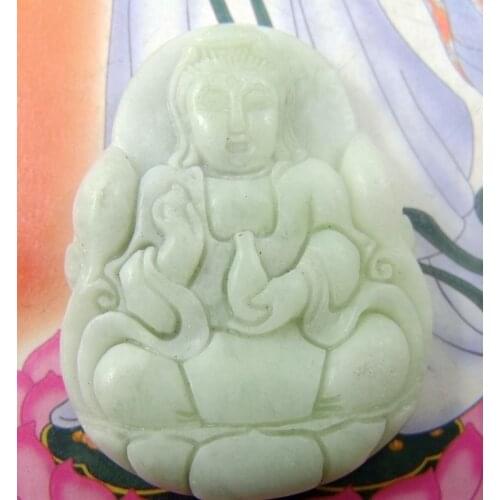 Lantian chalcedony Mother Buddha Amulet Pendant 346