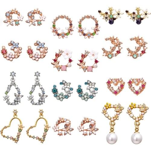 Boho Small Fresh Flower Earrings Garland Earrings Women Simple Wreath Earrings Petal Student Earrings Fashion Jewelry