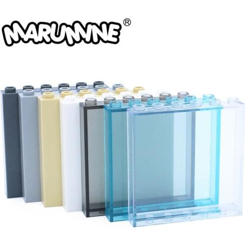 MOC Brick 59349 Glass Panel Wall Element 1x6x5 Houses Block Window Creative Building Blocks Assemble Particles Accessories