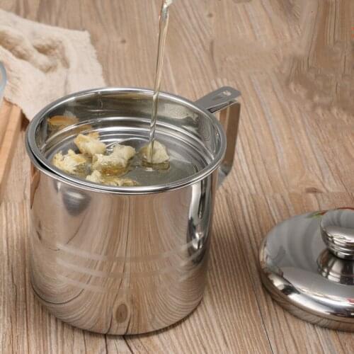 1.2 L Stainless Steel Oil Filter Storage Can Grease Strainer Pot Oil Strainer Container Oil Filter Kitchen Cooking Tools