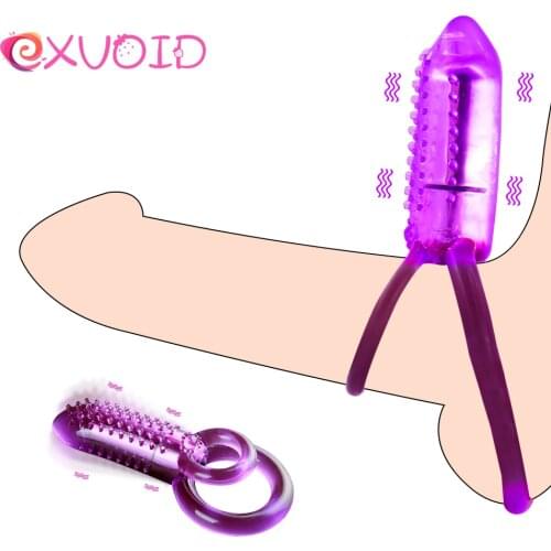EXVOID Clitoris Massager Cock Silicone Rings Delay Ejaculation Sex Shop Bullet Vibrator Adults Products Penis Vibrating Ring