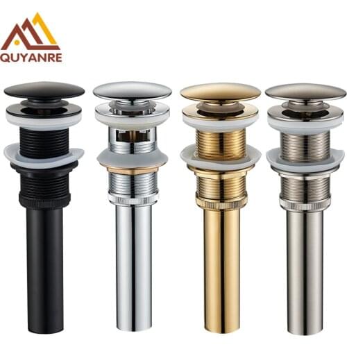 Matte Black Brass Basin Sink Pop Up Drain Brass Drain Plug Gold Bathroom Sink Pop up Drain With&Without Overflow hole basin
