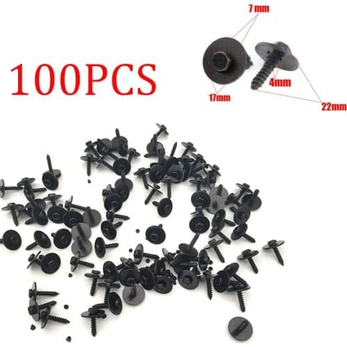 100pcs Car Body Fender Metal Screws Bumper Moulding Retainer Clips Bolts