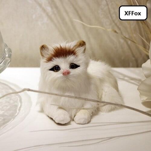 Cute real life lying cat model plastic&furs simulation yellow head cat doll gift about 15x10cm xf2496