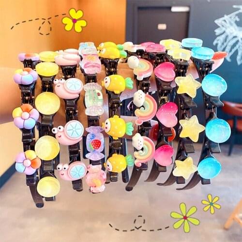 Cute Flower Bangs Fixed Braided Hairbands Clips For Girls Kids Sweet Hair Ornament Headband Fashion Hair Accessories Wholesale