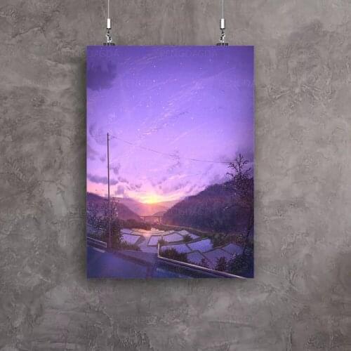 Modular Pictures Anime Landscape Canvas Wall Art Sunrise Paintings Printed Posters Rural Home Decoration No Frame Living Room