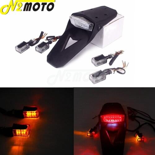 Motorcycle LED Tail Light Rear Fender Brake Stop Lamp Turn Signal Lights ABS Taillight Universal For Enduro Dirt Bike Custom