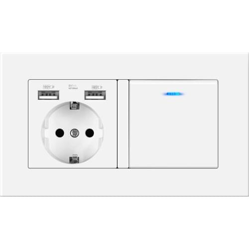 Germany Standard home Wall Power Socket With DIY socket RJ45 switch TV computer Retardant PC panel 146*86mm Electricity outlet
