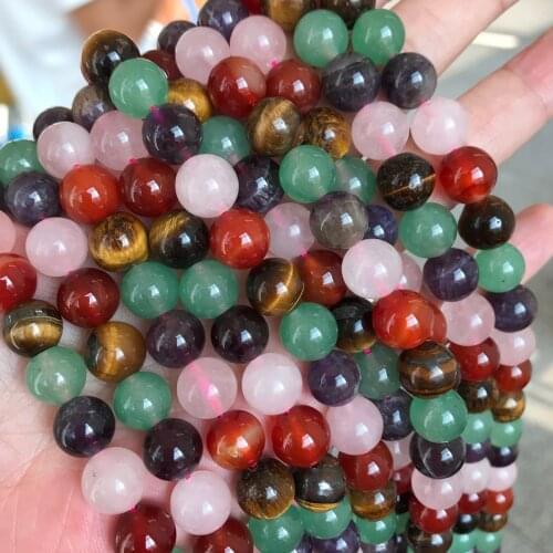 Natural stone Quartz 6-14mm round Gemstone beads for 925 sterling silver Jewelry Making Necklace Bracelet 15inch ICNWAY