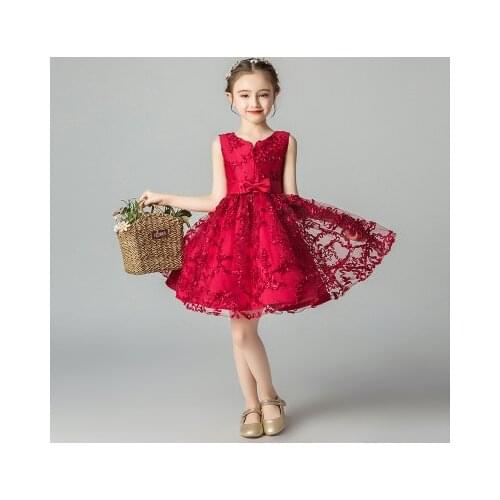 New flower girl wedding dress 4-10 years old girl princess dress fashion children catwalk girl fluffy yarn little girl costume