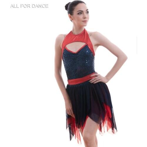 A18706 New Arrival Navy Blue Sequin Bodice Ballet Costume Dress Women & Girl Lyrical Contemporary Dress Dance Costume