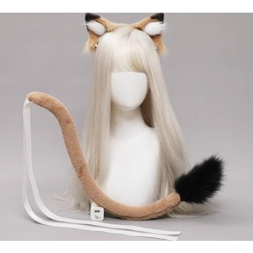 Lolita Plush Hairpin Lion Ears Headband Tail Set Furry Hairband Cute Headpiece Anime Fancy Dress Cosplay Accessories