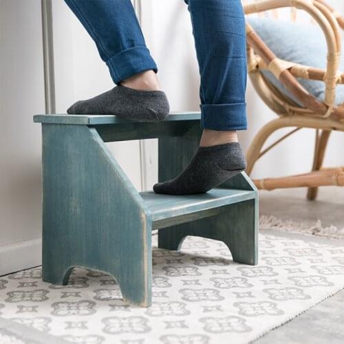 Shabby and chic retro wooden kids stool step