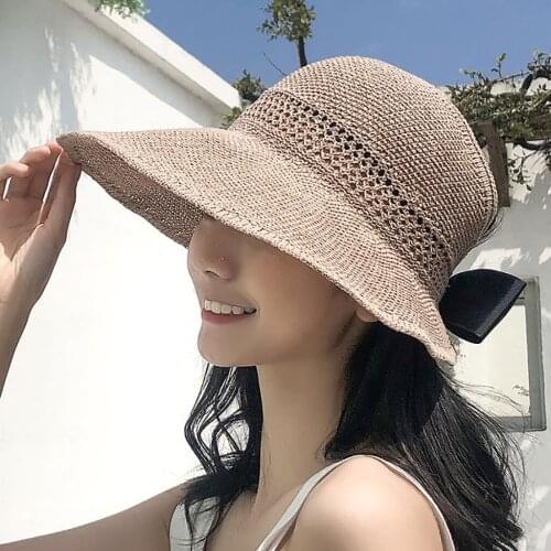 Summer Empty Top Suncap Beach Hat Wide Brim Women Sun Hats Fashion Casual Straw Cap Adjustable Sunscreen Visors Caps панама