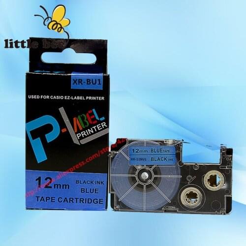 Free shipping for 10Pcs High quality compatible label printer tape 12mm black on blue XR-12BU1 compatible EZ-label printer