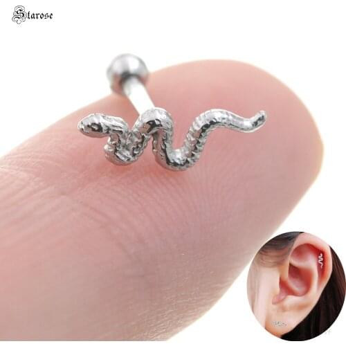 Starose 1pc 16G Rod Walking Snake Ear Ring Stud Tragus Earrings Helix Piercing Cartilage Lobe Earring Nose Studs Women Jewelry