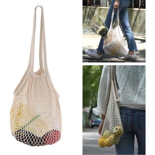 2020 New Mesh Shopping Bag Reusable String Fruit Storage Handbag Totes Women Shopping Mesh Net Woven Bag Shop Grocery Tote Bag