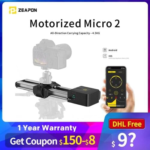 In stock ZEAPON Micro 2 mini Slider ultra silent motor Motorized Camera Video Double Distance parallel Slider Macro Track
